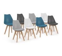 Lot de 8 chaise de bureau id market H. 79.5 cm non empilable non pliable interieur en bois bleu gris G