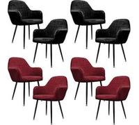 Lot de 8 chaise de conference ecd germany interieur non empilable non pliable H. 83 cm en metal noir Schwarz, Rot