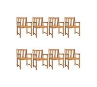Lot de 8 chaise en acacia non pliable exterieur H. 90 cm bois