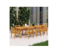 Lot de 8 chaise en bois massif non pliable exterieur H. 90 cm marron