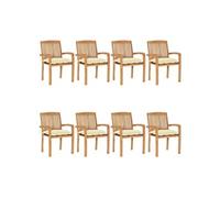 Lot de 6 Chaises de Jardin Empilables avec Coussins Siège Teck Solide vidaXL