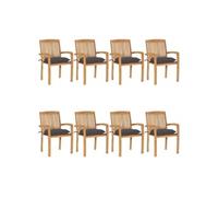 Lot de 8 chaise en teck exterieur gris 90 cm