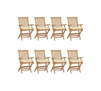 Lot de 8 Chaises de Jardin avec Coussins Sièges Vert Bois Teck Massif vidaXL