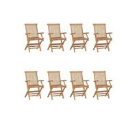 Lot de 8 chaise en teck pliable exterieur marron