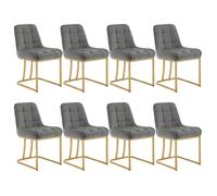Lot de 8 Chaise en velours - WOLTU - Rembourrage en mousse haute densité - Structure métallique dorée