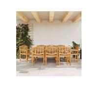 Lot de 8 chaise exterieur non pliable H. 88 cm en teck marron
