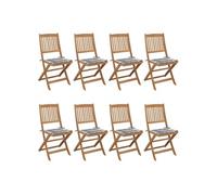 Lot de 8 chaise exterieur pliable en acacia naturel