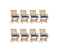 Lot de 8 Chaises de Jardin avec Coussins Sièges Blanc Crème Teck Massif vidaXL