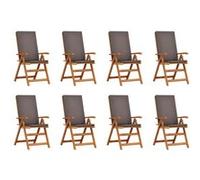 Chaises De Jardin Inclinables Vidaxl Avec Coussins - 8 Pièces En Bois De Teck Massif