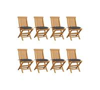 Lot de 8 chaise H. 89 cm non pliable en teck exterieur gris