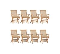 Vidaxl Chaises De Jardin Avec Coussins Beige Lot De 8 Bois Teck Massif