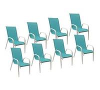Lot de 8 chaise HAPPY GARDEN en aluminium empilable non pliable exterieur H. 92.5 cm bleu Bleu G