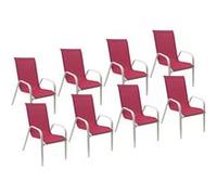 Lot de 8 chaise HAPPY GARDEN exterieur empilable non pliable en aluminium H. 92.5 cm rose Rose G
