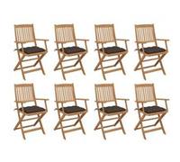 Vidaxl Chaises Pliables D'extérieur Avec Coussins 8 Pcs Bois D'acacia