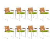 Lot de 8 chaise vidaxl en bois empilable non pliable H. 85 cm exterieur vert G