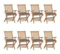 Lot de 8 Chaises de Jardin avec Coussins Sièges Vert Bois Teck Massif vidaXL