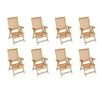 vidaXL Chaises inclinables de jardin 8 pcs Bois de teck solide