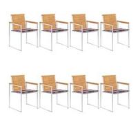 Lot de 8 chaise vidaxl H. 85 cm empilable non pliable exterieur en bois massif marron marron G