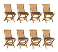 Lot de 8 chaise H. 89 cm non pliable en teck exterieur gris