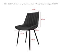 Lot de 8 chaises à manger en tissu à rayures verticales - DINGXIANG