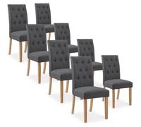 Lot de 8 chaises capitonnées Gaya tissu gris