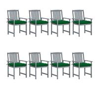 Lot de 8 Chaises de Jardin avec Coussins Siège Bois Acacia Solide Gris vidaXL