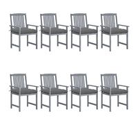 Lot de 8 Chaises de Jardin avec Coussins Siège Bois Acacia Solide Gris vidaXL