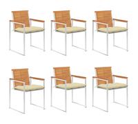 Lot de 8 Chaises de Jardin avec Coussins Siège Bois d'Acacia Solide vidaXL