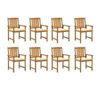 Lot de 8 Chaises de Jardin avec Coussins Siège Bois d'Acacia Solide vidaXL