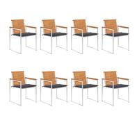 Lot de 8 Chaises de Jardin avec Coussins Siège Bois d'Acacia Solide vidaXL