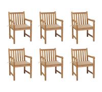 Lot de 8 Chaises de Jardin avec Coussins Siège Crème Bois Teck Massif vidaXL