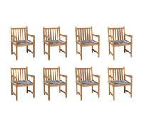 Vidaxl Chaises De Jardin 4 Pcs Et Coussins À Carreaux Gris Teck Solide Gris