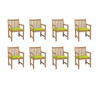 Lot de 8 Chaises de Jardin avec Coussins Siège Crème Bois Teck Massif vidaXL