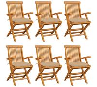 Vidaxl Chaises De Jardin Avec Coussins Beige Lot De 8 Bois Teck Massif