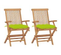 Lot de 8 Chaises de Jardin avec Coussins Sièges Blanc Crème Teck Massif vidaXL