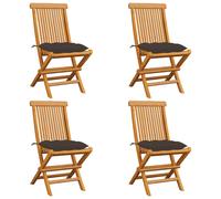 Lot de 8 Chaises de Jardin avec Coussins Sièges Taupe Bois Teck Massif vidaXL