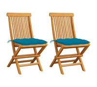 Lot de 8 Chaises de Jardin avec Coussins Sièges Vert Bois de Teck Massif vidaXL