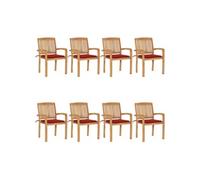 Vidaxl Chaises De Jardin Empilables Avec Coussins 8 Pcs Teck Solide