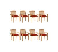 Vidaxl Chaises De Jardin Empilables Avec Coussins 8 Pcs Teck Solide