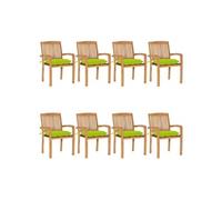 Vidaxl Chaises De Jardin Empilables Avec Coussins 8 Pcs Teck Solide