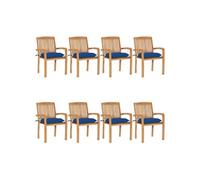 Vidaxl Chaises De Jardin Empilables Avec Coussins 8 Pcs Teck Solide