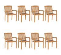 Lot de 8 Chaises de Jardin Empilables Sièges Patio Bois de Teck Solide vidaXL