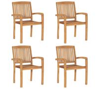 Lot de 8 Chaises de Jardin Empilables Sièges Patio Bois de Teck Solide vidaXL