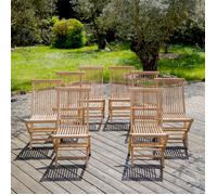 Happy Garden Lot de 8 chaises de jardin Lombok pliantes en teck
