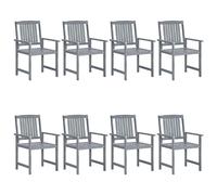 Lot de 8 Chaises de Jardin Sièges Terrasse Bois Massif d'Acacia Gris vidaXL
