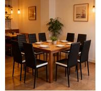 Lot de 8 chaises de salle à manger aux lignes horizontales avec assise et dossier rembourrés pour le salon et la cuisine-JEOBEST