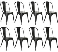 lot de 8 chaises de salle à manger empilables métal design industriel noir