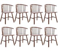 Lot de 8 chaises de salle à manger en bois avec accoudoirs, chaises d'appoint en bois dur massif pour cuisine ou salle à manger, style rustique et moderne du milieu du siècle