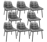 Lot de 8 chaises de salle à manger modernes à dossier haut de style scandinave avec pieds en métal robuste imitation cuir d'ameublement parfait pour la cuisine et le salon