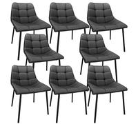 Lot de 8 chaises de salle à manger modernes à dossier haut de style scandinave stable avec pieds en métal et similicuir PU pour meubles de cuisine et de salon